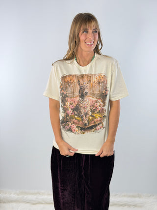 Donkey in Pink Flowers Graphic Tee