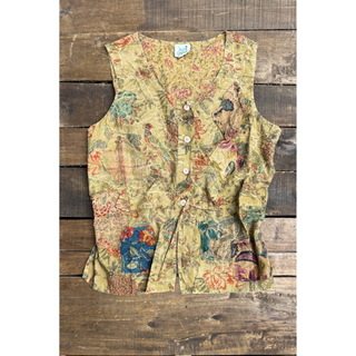 Boho Sleeveless tank top with relaxed fit, flowy silhouette, scoop neckline, inspired by wildflower fields