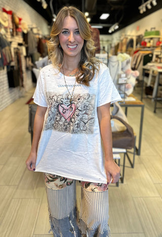 Sparrow Heart Tattered Tee Top