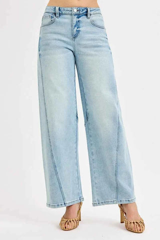 RISEN Full Size Mid Rise Fit Barrel Jeans Plus Size