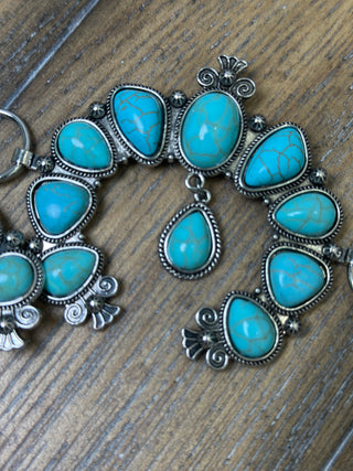 Turquoise Cabochon Horseshoe Conch Belt Adjustable Western Statement Belt