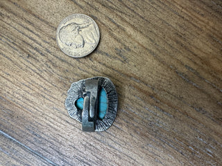 Turquoise Triangle Stone Adjustable Ring Silver Western