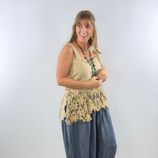 Jaded Gypsy Heirloom Heart Tank - Tea Stain