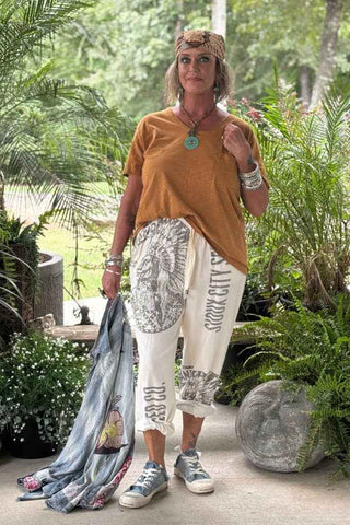 Jaded Gypsy Sioux City Garden Gathering Pant - Boho Graphic Cotton Trouser