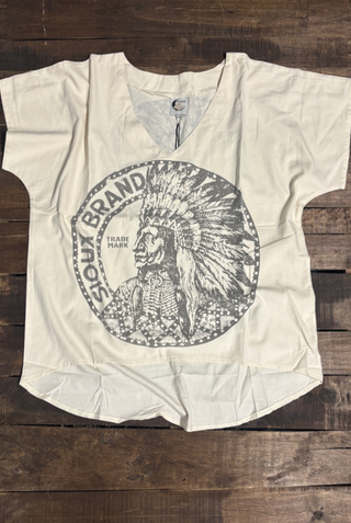 Jaded Gypsy Sioux City Graphic Top - Boho 100% Cotton High-Lo Tee