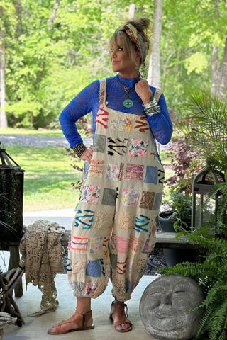 Jaded Gypsy Ferris Wheel Dreams Patchwork Boho Jogger Overalls