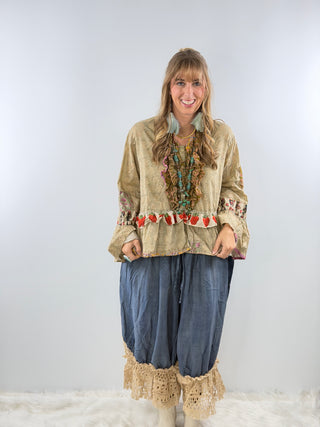 House of Jaded Gypsy Honey Bloom Top in Moss