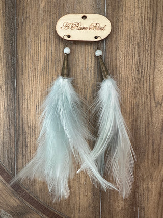 Rare Bird Pearl Crystal Feather Earrings Style 2