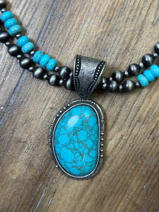 Turquoise and Navajo Pearl Beaded Necklace