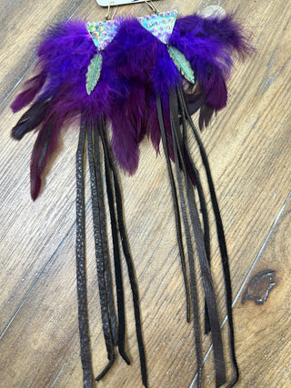 Feather and Leather Fringe Western Earrings by Jaded Gypsy