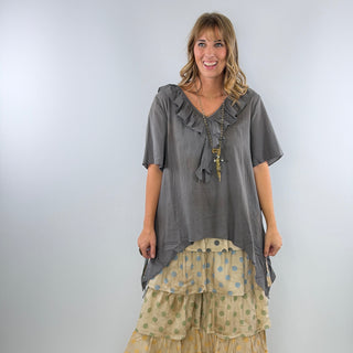 A Rare Bird Freckled Sunshine Top Gray