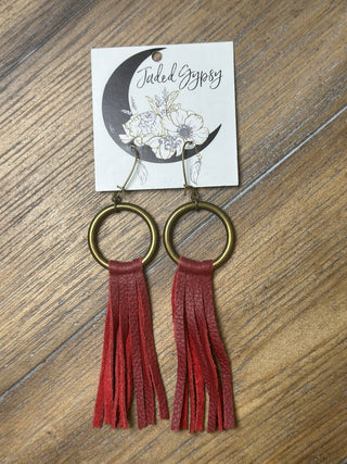 Hoop and Leather Fringe 3 Inch Earrings by Jaded Gypsy