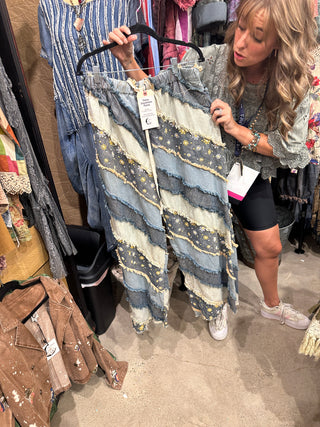 Jaded Gypsy Daisy Daydream Pants - Chambray