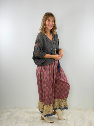 Jaded Gypsy Golden Melody Top Charcoal