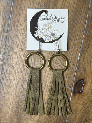 Hoop and Leather Fringe 3 Inch Earrings by Jaded Gypsy
