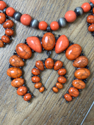 Horseshoe Medallion Squash Blossom Necklace with Navajo Pearls