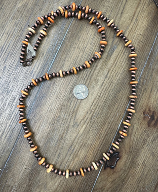 Coral Navajo Beaded Necklace in Copper