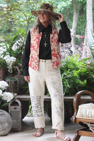 Jaded Gypsy Peace and Love Jeans - Parchment