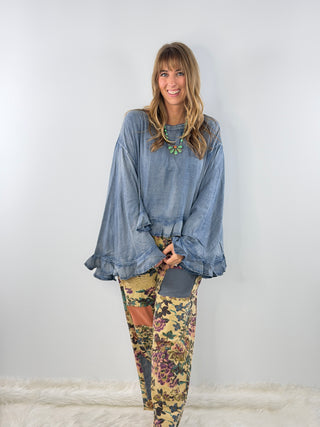 Jaded Gypsy Blooming Grace Top - Chambray
