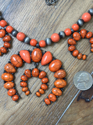 Horseshoe Medallion Squash Blossom Necklace with Navajo Pearls