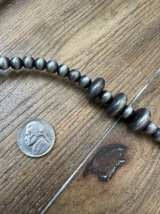 Navajo Pearl Design Long Layering Necklace in Silver and Copper