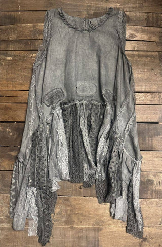 Jaded Gypsy Move With The Wind Artisan Cotton Tank - Charcoal