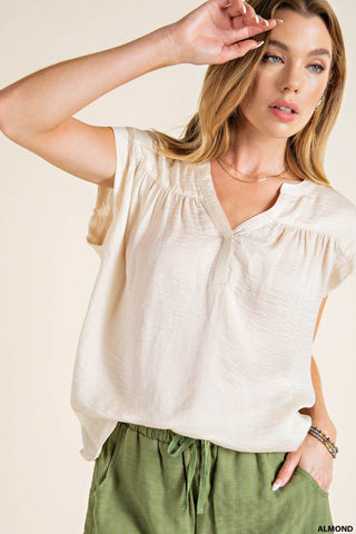 Satin Woven Cap Sleeve Top