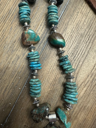 Rare Bird Turquoise Squash Blossom Navajo Necklace