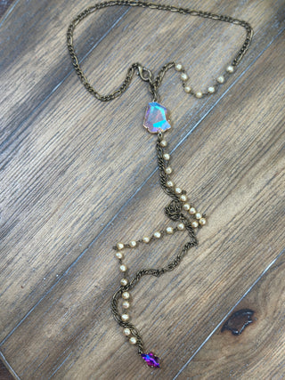 Mixed Metal and Pearl Lariat Necklace by Jaded Gypsy