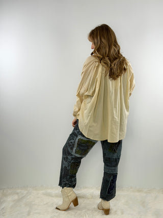 Jaded Gypsy Wander Softly Top Oatmeal