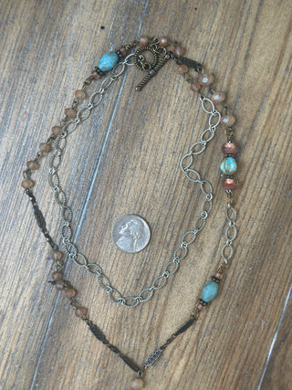 Handcrafted Amazonite Crystal Quartz Drop Wrap Necklace | One of a Kind USA
