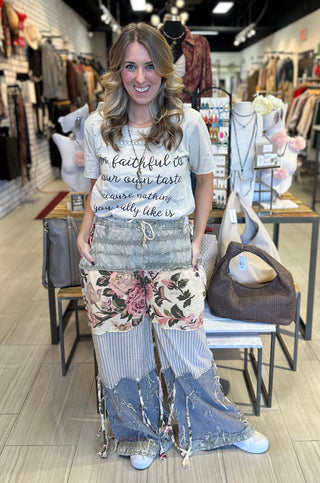 Be Faithful Tattered Design Tee Top Handcrafted