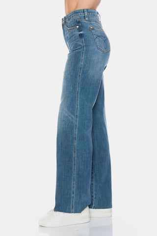 Judy Blue Full Size Tummy Control Cut Raw Hem Straight Jeans - White Lily Boutique