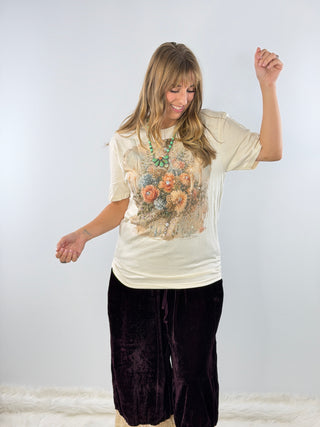 Peach and Blue Chandelier Jeweled Graphic Tee