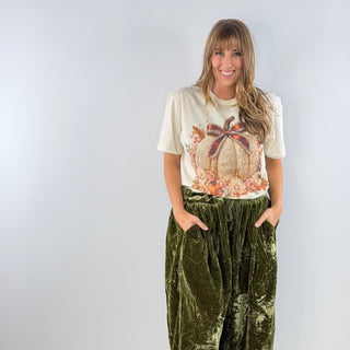 Lace Pumpkin Jeweled Graphic Tee
