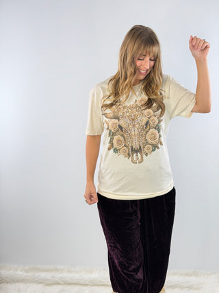 Pearl Skull Jeweled Graphic Tee