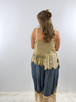 Jaded Gypsy Heirloom Heart Tank - Tea Stain