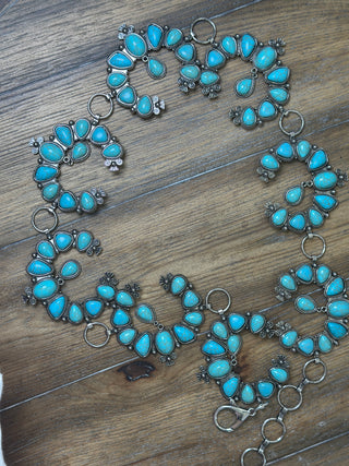 Turquoise Cabochon Horseshoe Conch Belt Adjustable Western Statement Belt