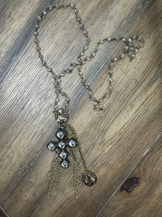 Mixed Media Rosary and Cross Necklace by Jaded Gypsy
