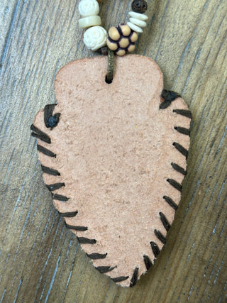 Navajo Leather Medallion Amulet and Beaded Necklace