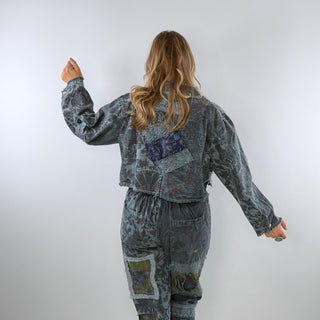 Painted Clover Jacket – Vintage Emerald Artisan Cotton Outerwear by Jaded Gypsy