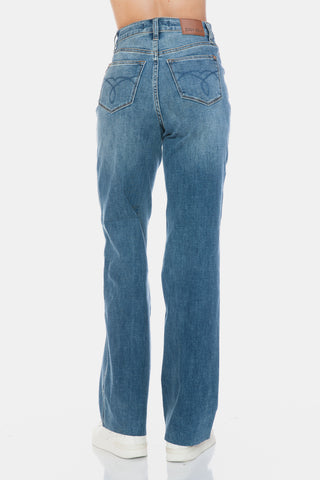 Judy Blue Full Size Tummy Control Cut Raw Hem Straight Jeans - White Lily Boutique