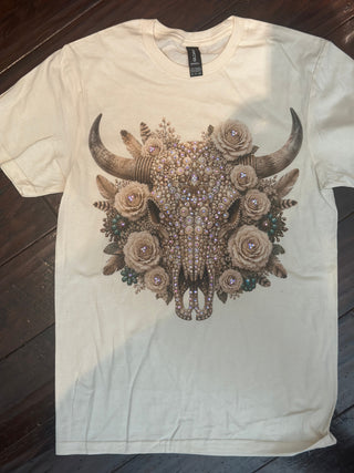 Pearl Skull Jeweled Graphic Tee