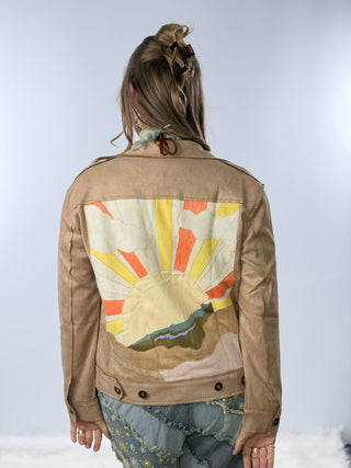Scully Leather Jacket in Beige | Sunburst Western Leather Jacket