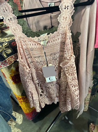 Jaded Gypsy: Forever Timeless Artisan Crochet Tank — Rose Quartz
