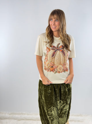 Lace Pumpkin Jeweled Graphic Tee