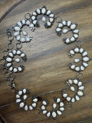 White Stone Horseshoe Conch Belt | Adjustable Western Statement Belt | Texas