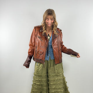 Zip Front Brown Leather Jacket by Scully Leather