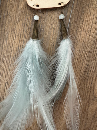 Rare Bird Pearl Crystal Feather Earrings Style 2