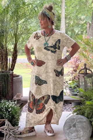 Jaded Gypsy "Flutter By" Butterfly Boho Maxi Dress – 100% Cotton